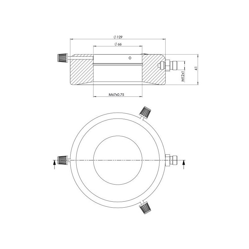 StarLight Opto-Electronics RL12-10s-24V WW, Spot, luz cálida (3000K), enchufe M12 (4 polos), Ø 66 mm