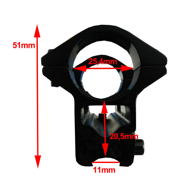Seben Assemblaggio Mirini 25,4mm (1") Slitta 11mm in un unico pezzo RSM11
