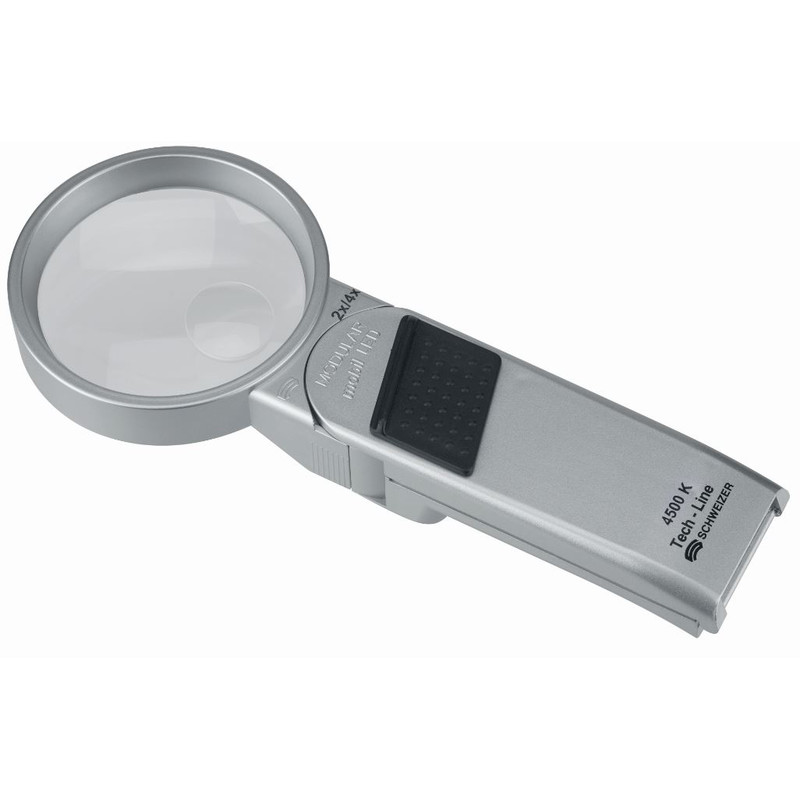 Schweizer Magnifying glass Lupe Tech-Line MODULAR2x/4x; Ø70/Ø20mm, bifokal, 2700K