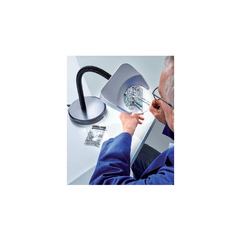 Schweizer Magnifying glass Lupenleuchte Tech-Line LED TISCHFUSS Bifo 2700K, 2x/3X, Ø120/31,5mm, bifokal, bikonvex