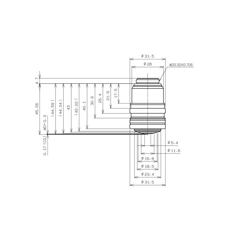 Evident Olympus Objetivo UPLSAPO60xS2 Objektiv, A Line, superapo, 60x, NA 1,3, w.d. 0,3, FN 22