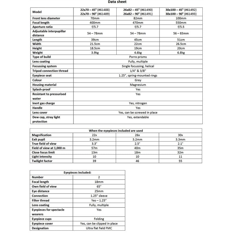 Omegon Binocolo Binocoli Brightsky 30x100 - 45°