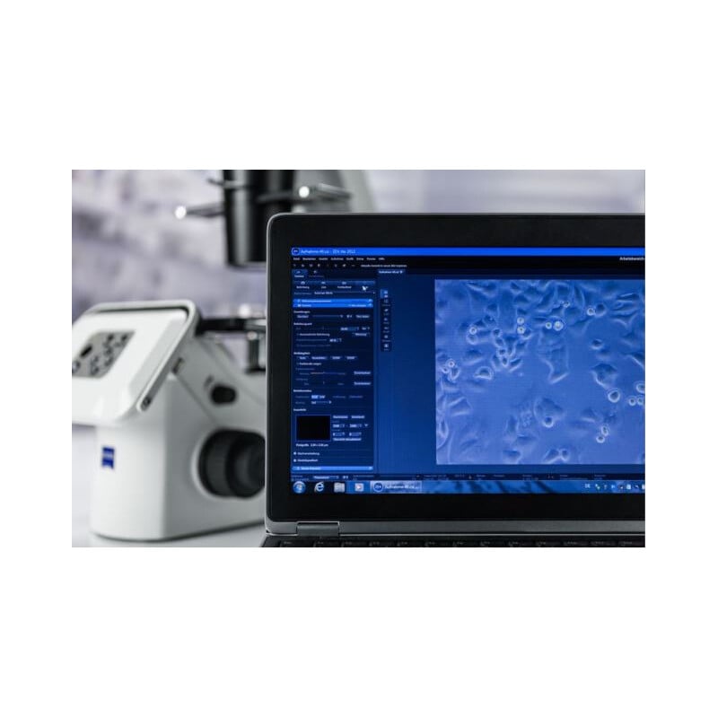 ZEISS Primovert HDcam inverted microscope Ph1, 40-400x, condenser 0.3, 5MP