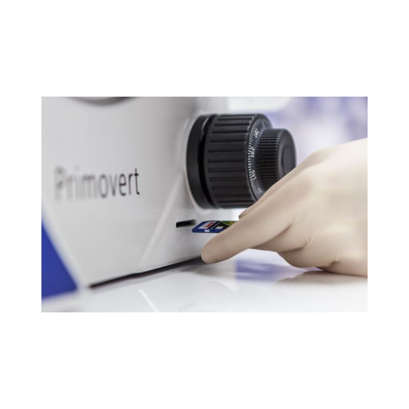 ZEISS Primovert HDcam inverted microscope Ph1, 40-400x, condenser 0.3, 5MP