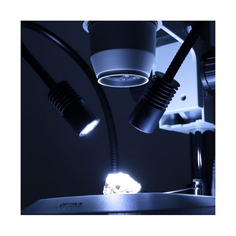 Optika Stereo zoom microscope SZO-3, bino, 6.7-45x, Pillar stands, Reflected and transmitted light