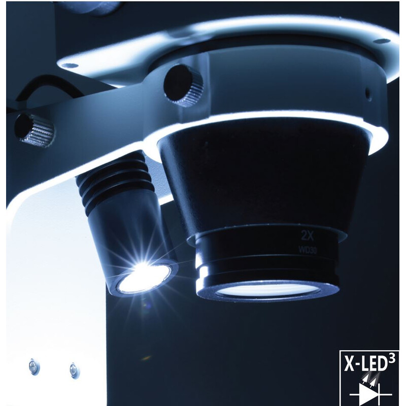 Optika Microscopio stereo zoom SZO-5 , bino, 6,7-45x, Soporte de columna, Luz incidente y transmitida, doble foco