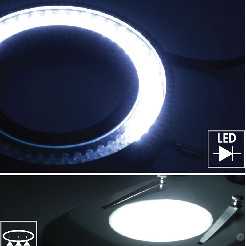 Optika Stereo zoom microscoop SZO-3, bino, 6.7-45x, Zuilen, Invallend en Doorgelaten licht