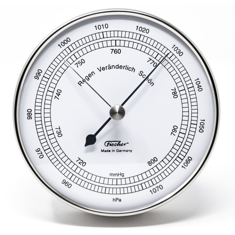 51cm Silver Outdoor Weather Station With Thermometer, Barometer &  Hygrometer By FISCHER - Weather Instruments - Clock Shop