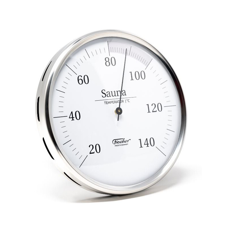 Fischer HYGROMETER / THERMOMETER Humidity and Temp - Dial w/White Face &  Stainless steel case