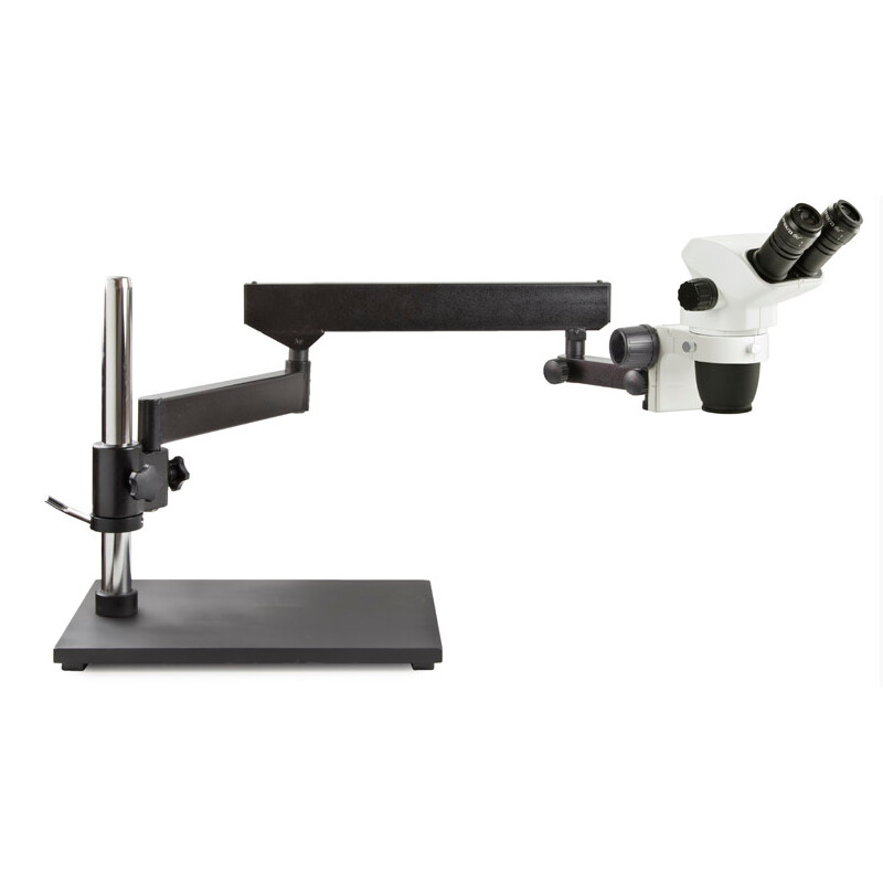 Euromex Microscopio stereo zoom NZ.1702-AP, 6.5-55x, brazo articulado, placa base, bino