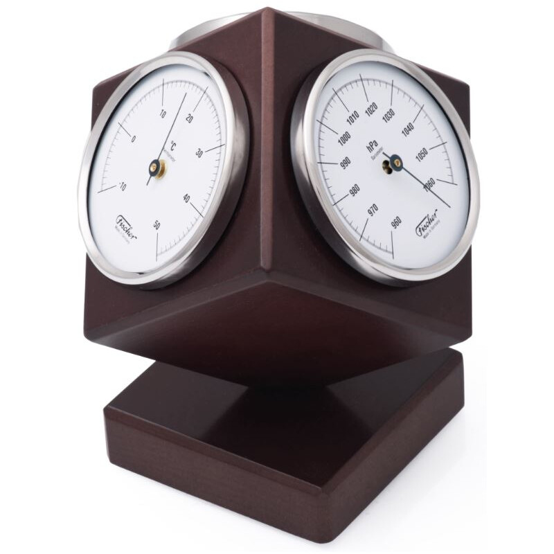 Fischer Weather station Walnut-coloured cube