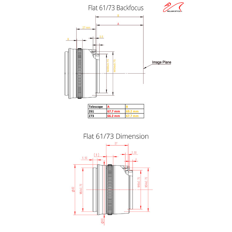 William Optics Flattener Flat73A per ZenithStar 73
