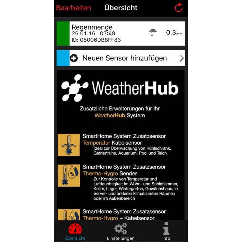 TFA Estación meteorológica Set de inicio WeatherHub con pluviómetro