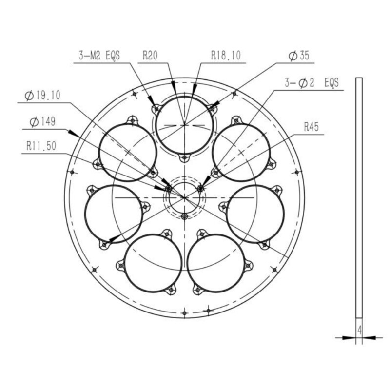 QHY Filter wheel CFW3M-US 7x 36 mm