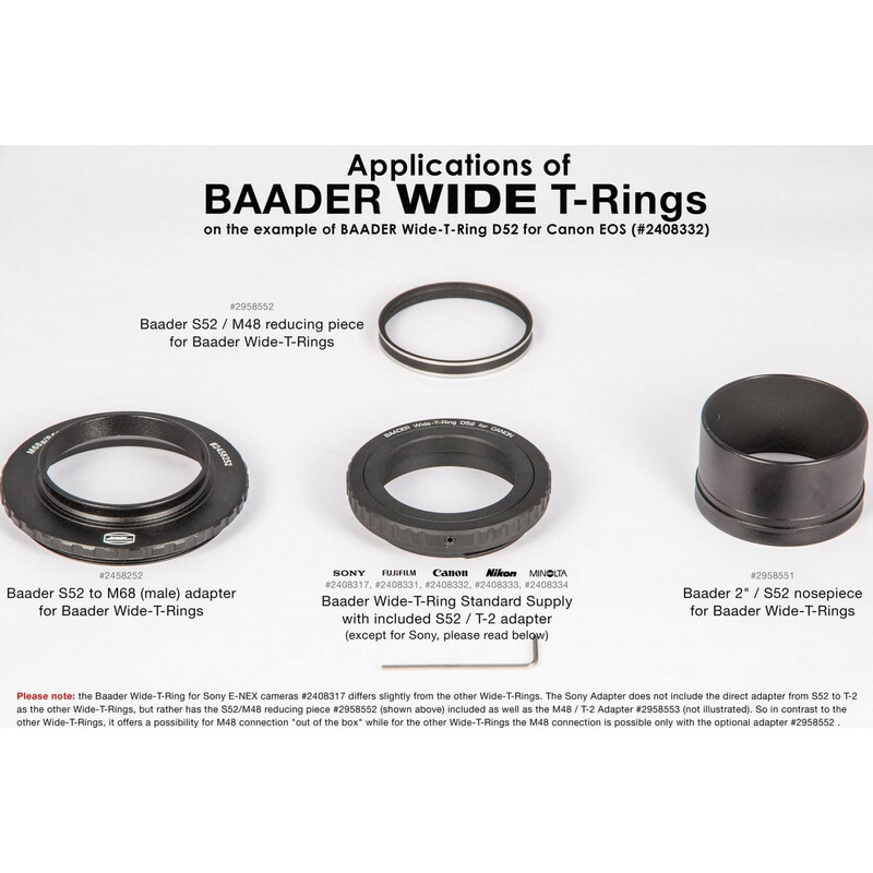 Baader Camera adaptor T2/Nikon Z & S52 Wide-T