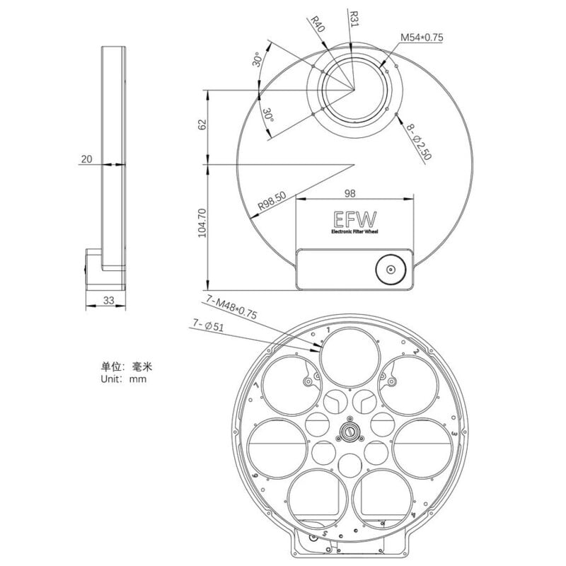 ZWO Filterrad EFW 7x 2"