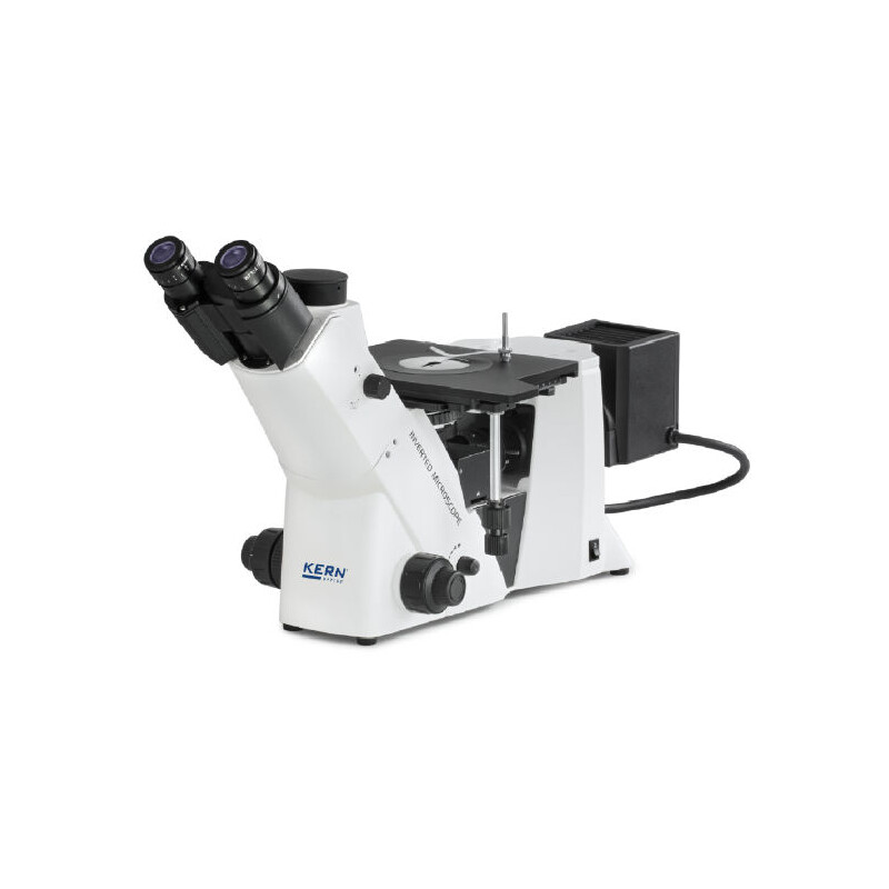 Kern Microscopio invertido OLM 171, inverso, MET, POL, trino, Inf planchrom, 50x-500x, Luz reflejada, HAL, 50W