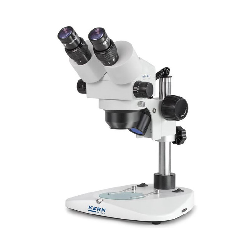 Kern Stereo zoom microscope OZL 451, Greenough, Säule, bino, 0,75-5,0x, 10x/23, 10W Hal
