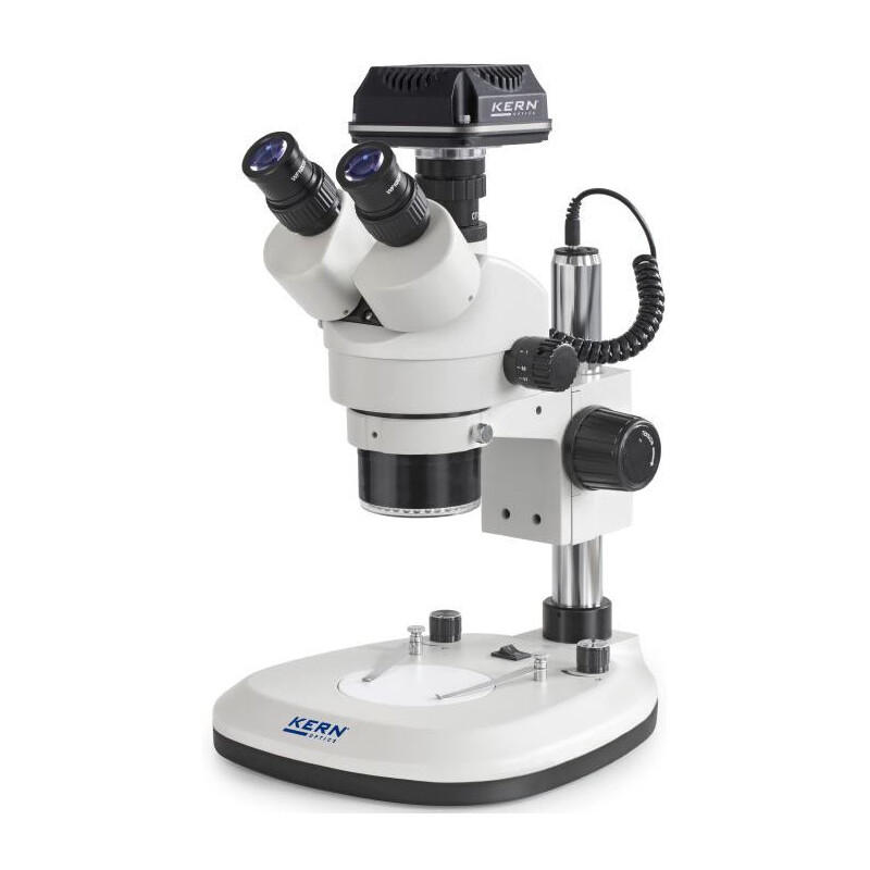 Kern Microscope OZL 466C825, Greenough, Säule, 7-45x, 10x/20, Auf-Durchlicht 3W LED, Ringl., Kamera 5MP, USB 2.0