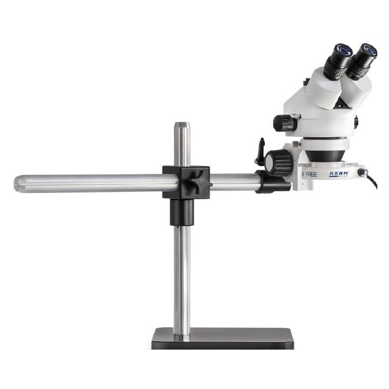 Kern Stereo zoom microscope OZL 961, bino, 0,7-4,5x, Teleskoparm Stativ (Platte), LED-Ringl