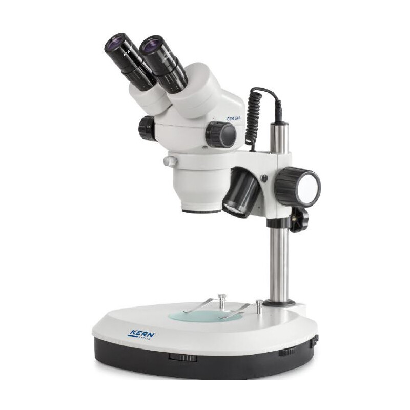 Kern Microscopio stereo zoom OZM 544, trino, 7-45x, HSWF10x23, Luce trasmessa e trasmessa, 3W LED