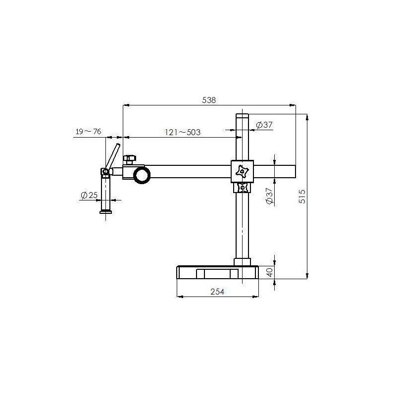 Kern Microscopio stereo zoom OZM 913, trino, 7x-45x, HSWF 10x23 mm, Cavalletto, Braccio singolo (515 mm x 614 mm) con piano d'appoggio, Lampade ad anello LED 4,5 W