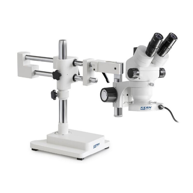 Kern Stereo zoom microscope OZM 922, bino, 7x-45x, HSWF10x23mm, Stativ, Doppelarm (515 mm x 614 mm) m. Tischplatte, Ringlicht LED 4.5 W