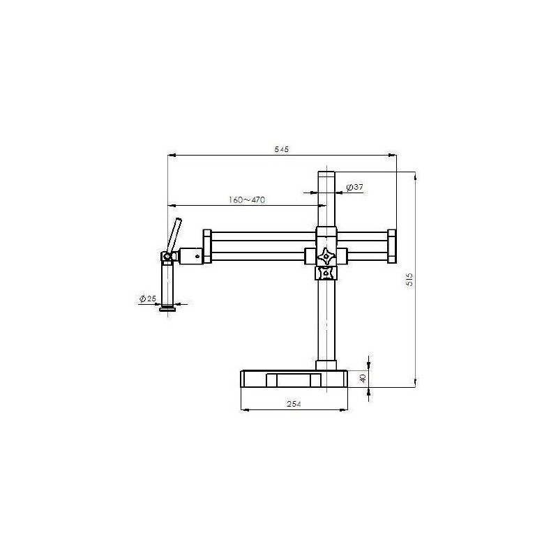 Kern Microscopio stereo zoom OZM 933, Trípode, 7-45x, HSWF 10x23 mm, soporte, brazo doble, 614x545 mm, con tablero de mesa, luz anular LED 4,5 W