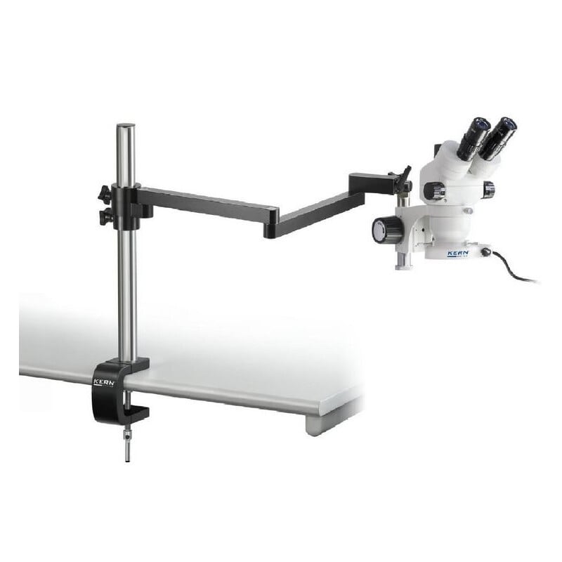 Kern Microscopio stereo zoom OZM 953, trino, 7-45x, HSWF 10x23 mm, Stativi industriali con braccio articolato, Lampade ad anello LED, 4,5W