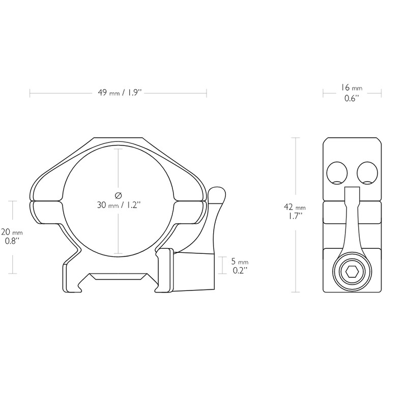 HAWKE Precisiestalen ringbevestiging 30mm 2-delige Weaver lage hendel