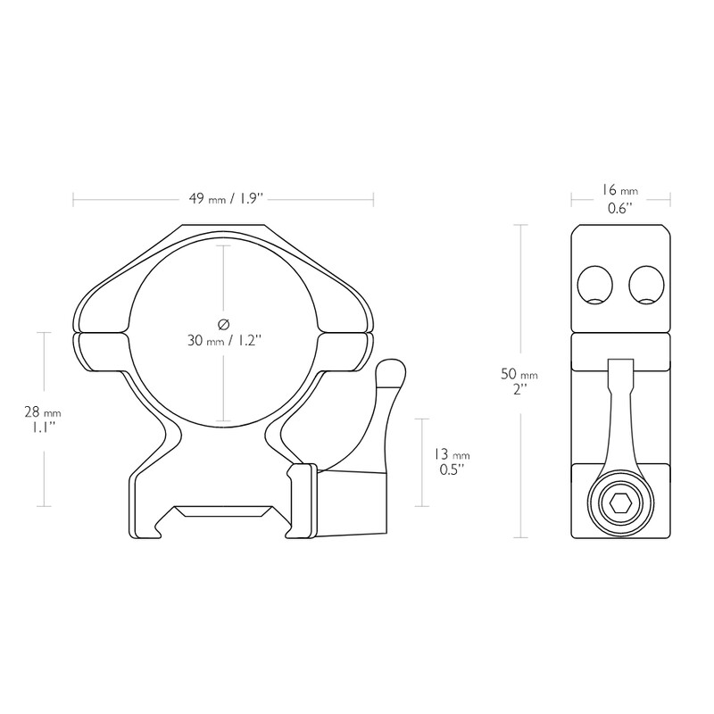 HAWKE Montaje de anillo de precisión de acero de 30 mm 2 piezas de palanca alta Weaver