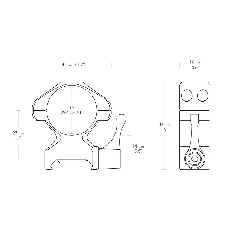 HAWKE Montaje de anillo de precisión de acero de 1 pulgada 2 piezas de palanca alta Weaver