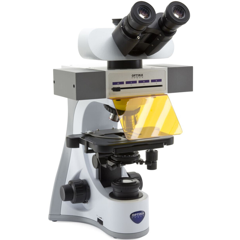 Optika Microscopio B-510LD4-SA, fluorescenza LED, trino, 1000x, Semi-Apo Plan IOS, 4 slot per set di filtri vuoti