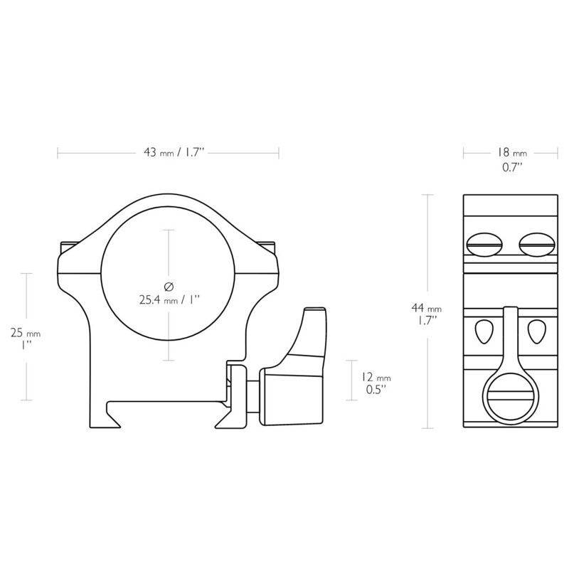 HAWKE Professional steel-ring Weaver mount, 1 inch middle