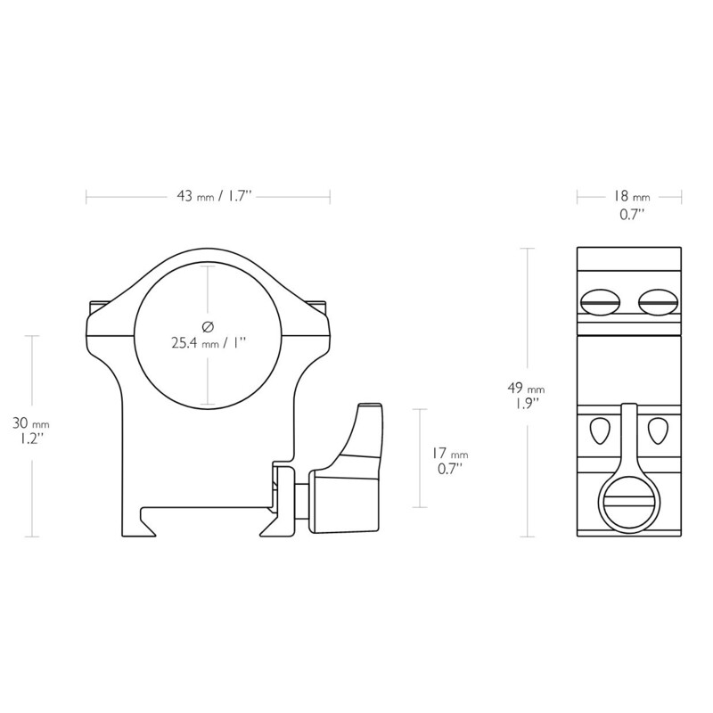 HAWKE Professionele stalen ringbevestiging Weaver 1inch hoog