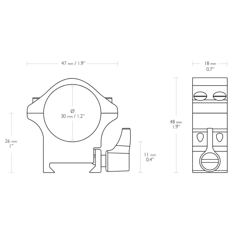 HAWKE Professional steel-ring mounting Weaver 30mm middle