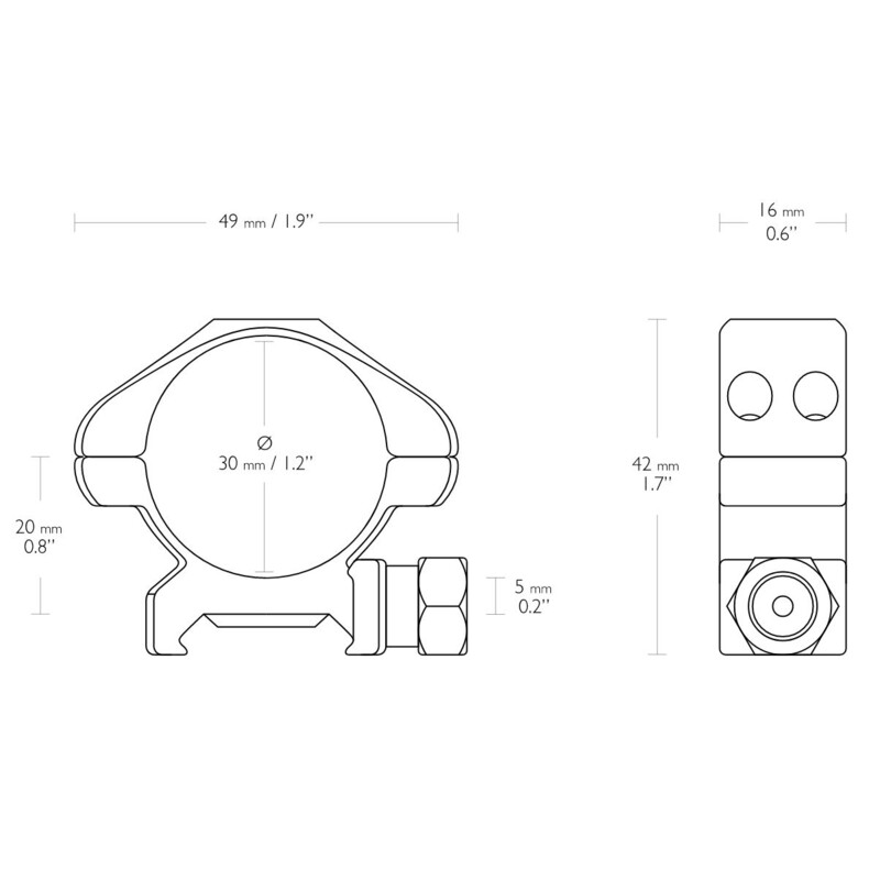HAWKE Assemblaggio ad anello in acciaio di precisione Viti Weaver 30 mm Basso