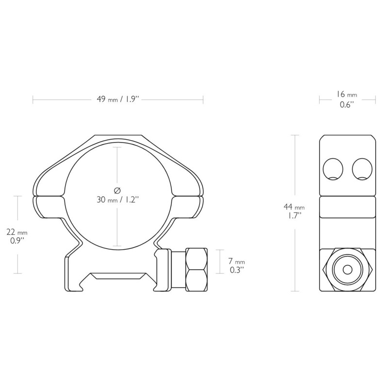 HAWKE Anillo de acero de precisión Tornillos Weaver de 30 mm Medio