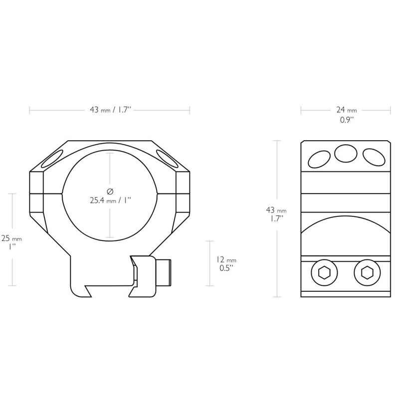 HAWKE Tactical ring mount 9-11mm 1 inch middle