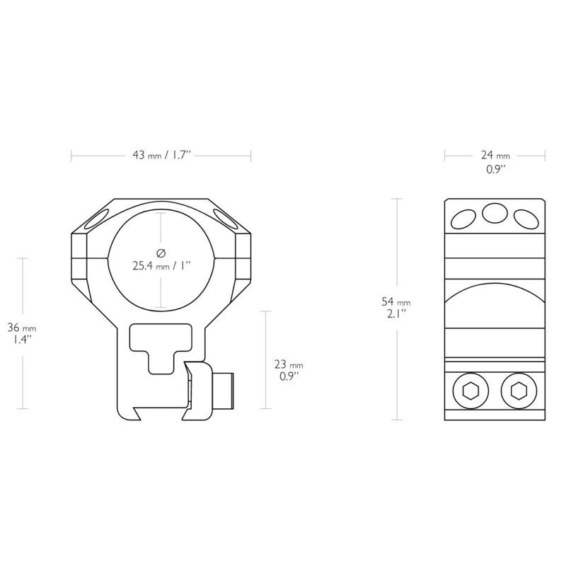 HAWKE Tactical ring mount 9-11mm 1 inch extra high