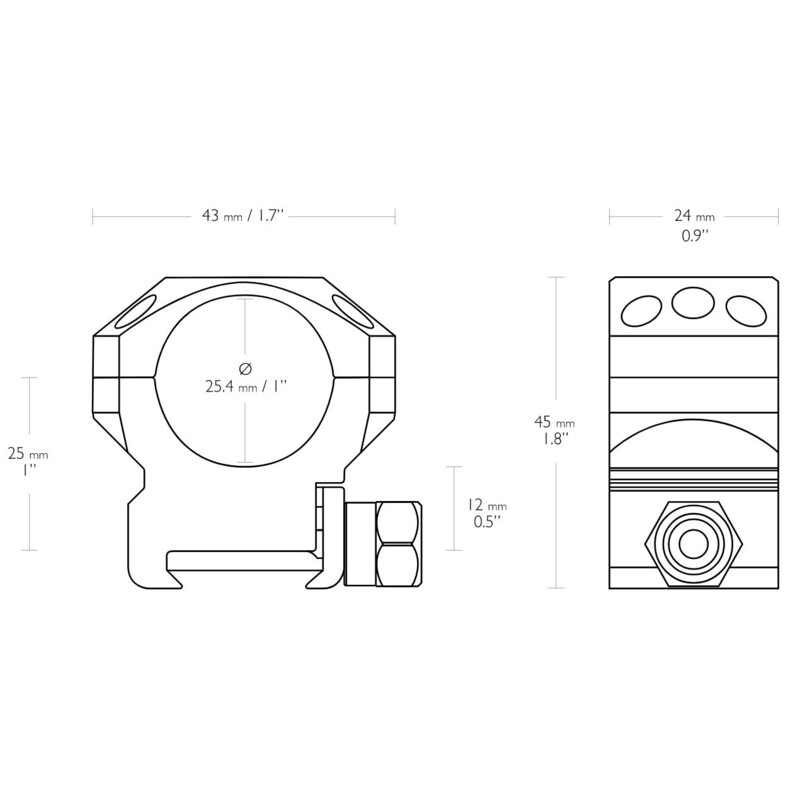 HAWKE Tactical Weaver ring mount 1 inch middle