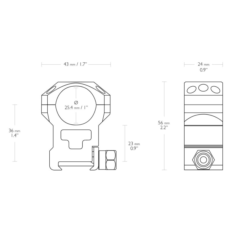 HAWKE Tactical Weaver ring mount 1 inch extra high