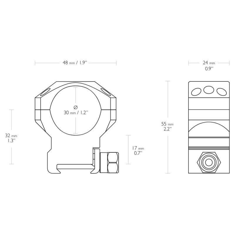 HAWKE Tactical Weaver 30mm high ring mount