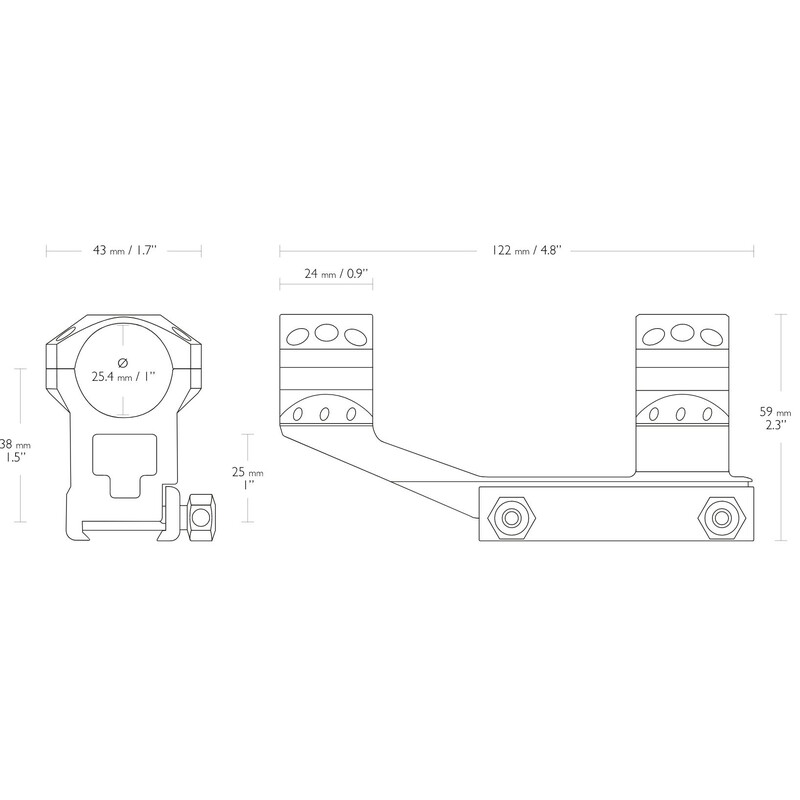 HAWKE Tactische ringbevestiging 5cm offset Weaver 1 inch hoog