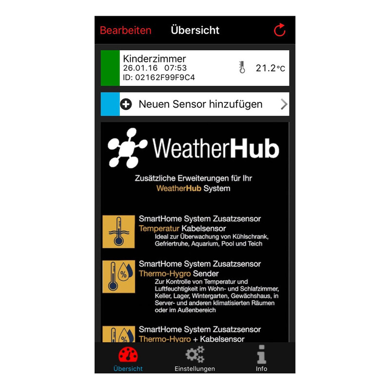 TFA Estación meteorológica Set de inicio con transmisor de temperatura WEATHERHUB