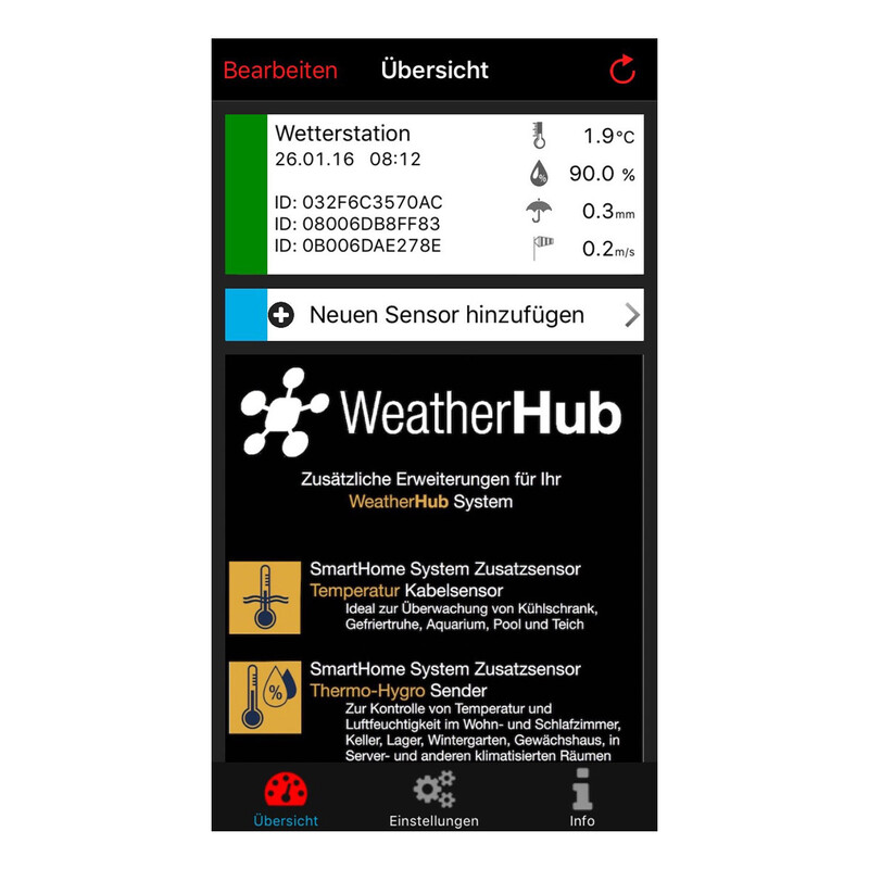 TFA Set de estación meteorológica con transmisor de clima, lluvia y viento WEATHERHUB