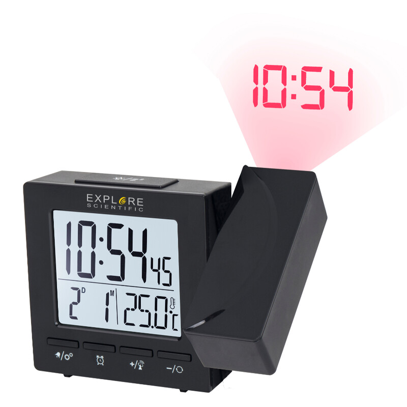 Explore Scientific Weather station Radio-controlled projection clock with indoor temperature