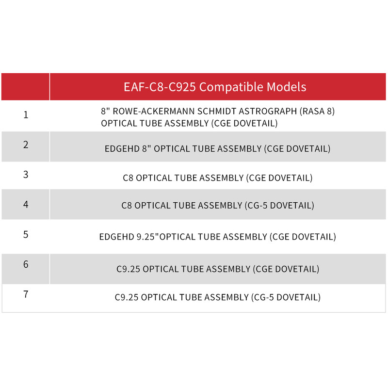 ZWO Adapters voor EAF scherpstelmotor naar Celestron C8 & C9.25