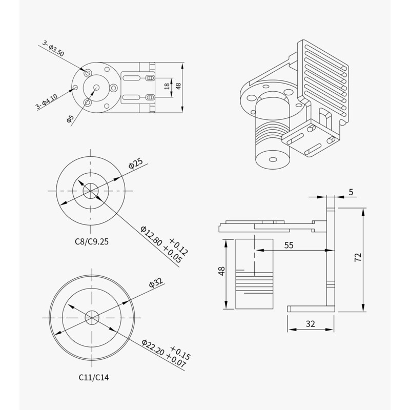 ZWO Adapter per motore di messa a fuoco EAF su Celestron C8 & C9.25