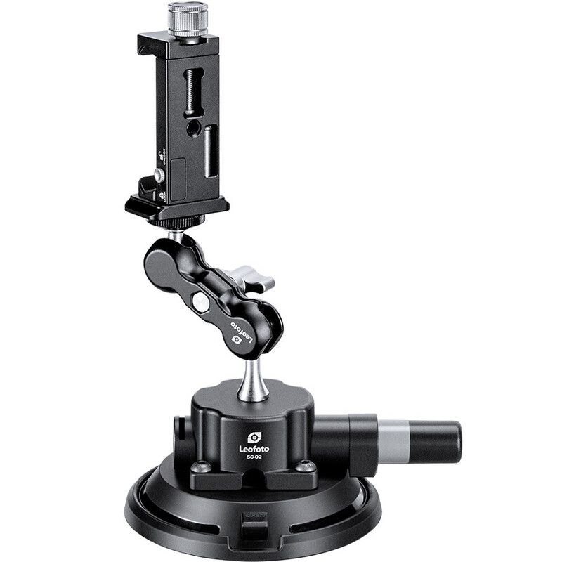 Leofoto Tripod SC-02 KIT Saugnapf groß + Gelenkarm + Smartphone-Halterung